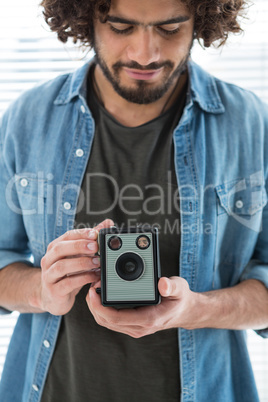 Male photographer with old fashioned camera