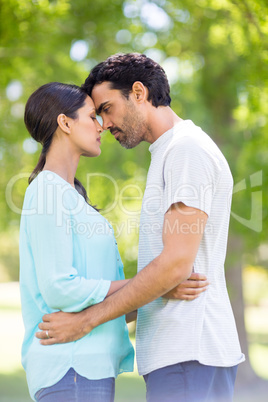 Couple embracing each other in park