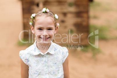 Portrait of a girl smiling in park