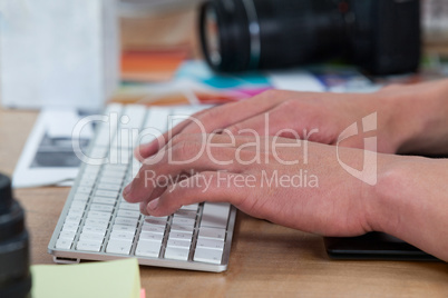 Photographer using keyboard