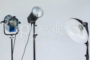 Spotlights placed together in photo studio