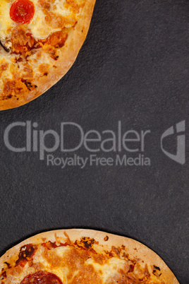 Delicious italian pizza served on grey background