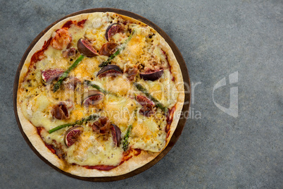 Italian pizza served on a pizza tray