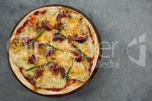 Italian pizza served on a pizza tray