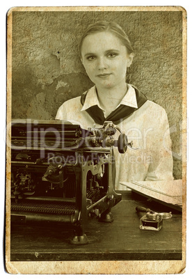 Young girl typist
