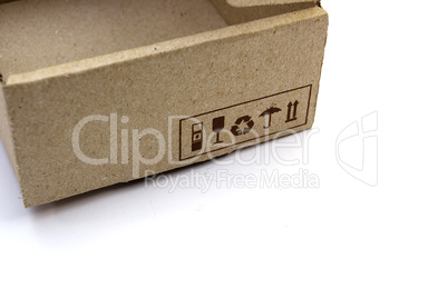 An open cardboard box