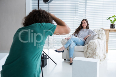 Female model posing for a photoshoot