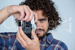 Male photographer with old fashioned camera