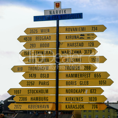Road sign in Narvik, Norway
