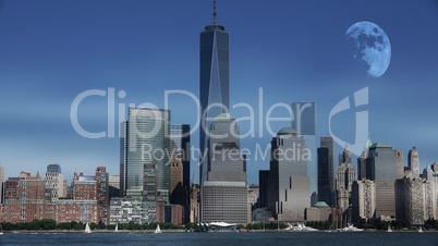 New York City And Moon