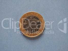 1 euro coin, European Union, Estonia over blue