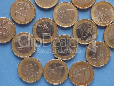 Euro coins, European Union over blue