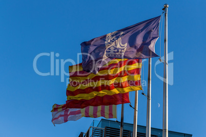 Flags in the wind in Spain