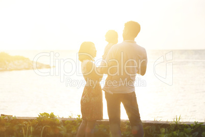 Family and beach sunset