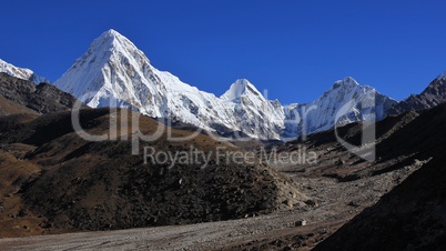 Majestic mount Pumori in autumn