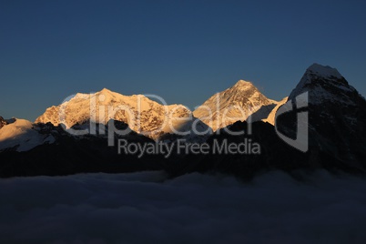 Mt Everest just before sunset
