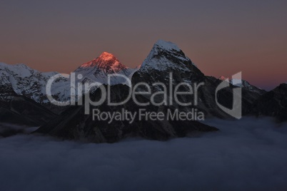 Mt Everest at sunset