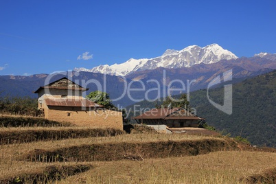 Farm houses and Annapurna range