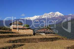 Farm houses and Annapurna range