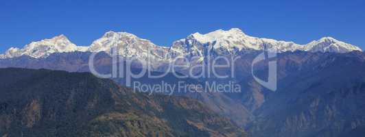 Snow capped Manaslu and other mountains