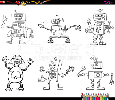 robot characters coloring page