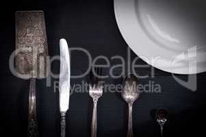Abstract background with cutlery and plate