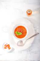 Bowl of Fresh tomato soup Gazpacho
