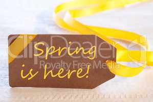 Easter Label, Text Spring Is Here