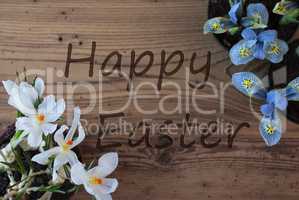 Crocus And Hyacinth, Text Happy Easter