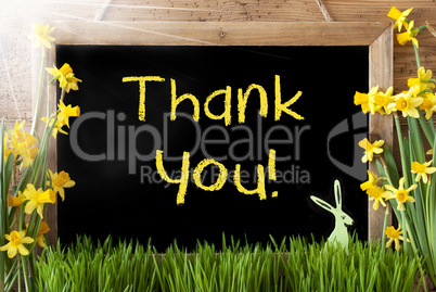 Sunny Narcissus, Easter Bunny, Yellow Text Thank You