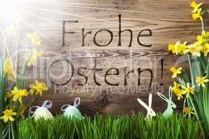Sunny Egg And Bunny, Gras, Frohe Ostern Means Happy Easter