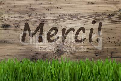 Aged Wooden Background, Gras, Merci Means Thank You