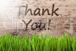 Bright Sunny Wooden Background, Gras, Text Thank You