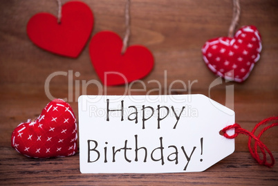 Read Hearts, Label, Text Happy Birthday