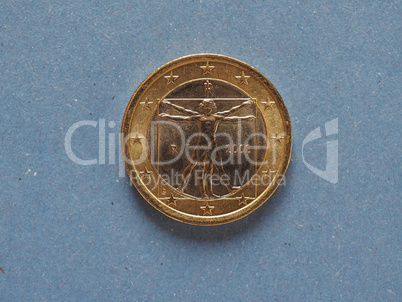 1 euro coin, European Union, Italy over blue