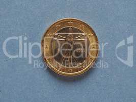 1 euro coin, European Union, Italy over blue