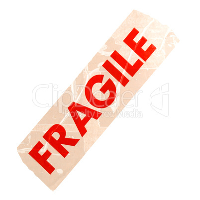 Fragile label isolated over white