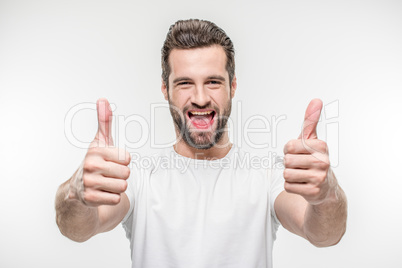 Man showing thumbs up