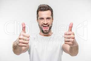 Man showing thumbs up