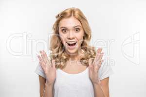 Exited young woman