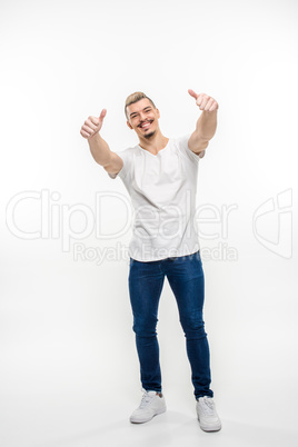 Man showing thumbs up