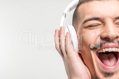 Happy man in headphones