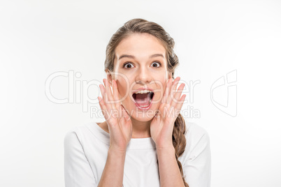 Exited young woman