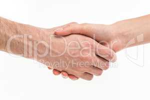 Male and female hands handshaking