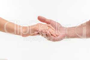 Male hand holding female hand