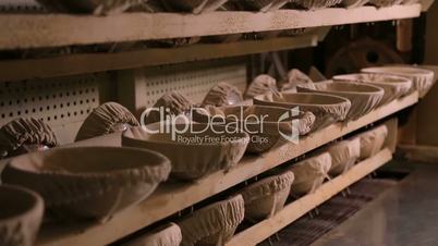 Bakery factory conveyor with bread