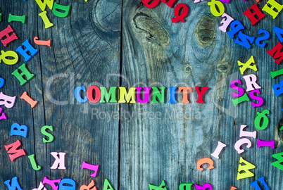 Word community from small multi-colored letters