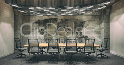 3d render - meeting room - office building - retro look