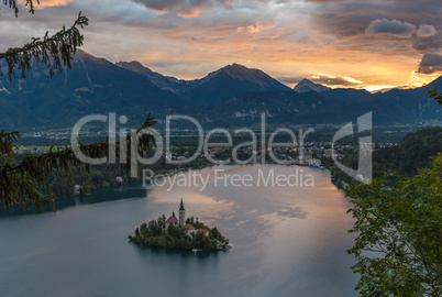 Bled Lake, Slovenia, with the Assumption of Mary Church in the i
