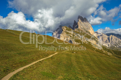 Seceda peak, Odle mountain range, Gardena Valley, Dolomites, Ita